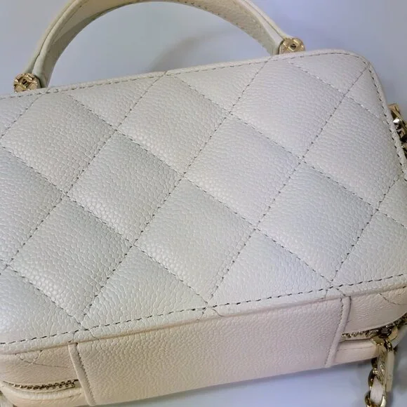 Chanel White Caviar Leather Mini Top Handle Vanity Case - Picture 7 of 16